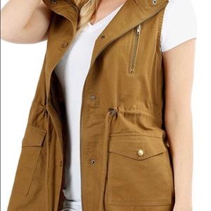 Camel or Pumpkin Cargo Vest with hoodie